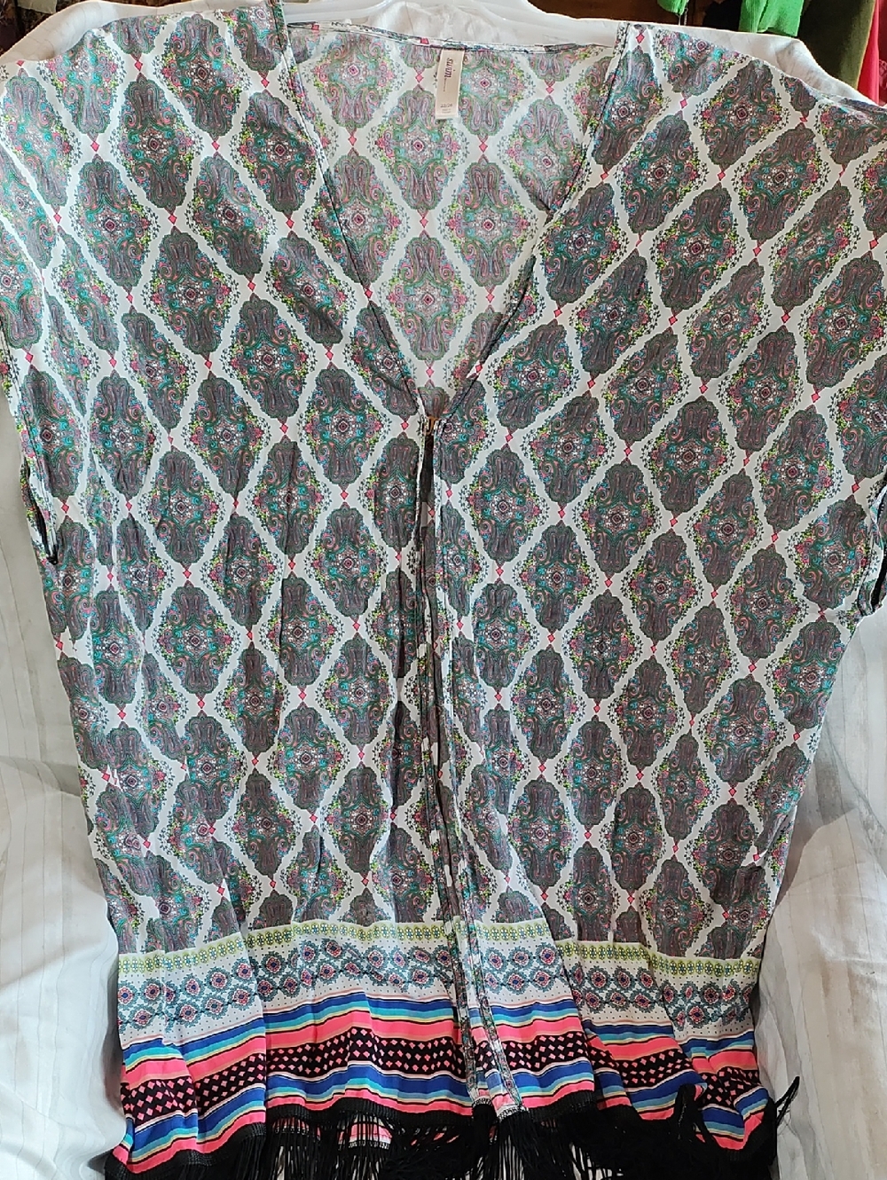Boho Fringe Swim Coverup - Swim By Cacique, 100% Rayon, Flowy, Size 22/28